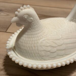 Indiana Milkglass Hen on Nest